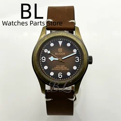 BLIGER 36mm 39mm Vintage Men's Watch NH35A Automatic Bronze Sapphire Glass Snowflake Hands C3 Luminous Leather Strap Screw Crown