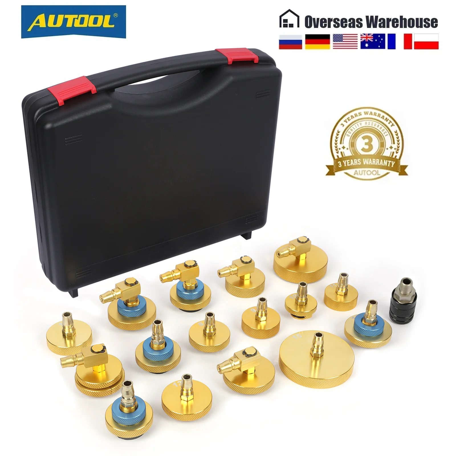 AUTOOL 17pcs Car Brake Extractor Oil Pump Connector Pulsating Brake Oil Exchanger Connector for Toyota Tesla Benz BMW Audi