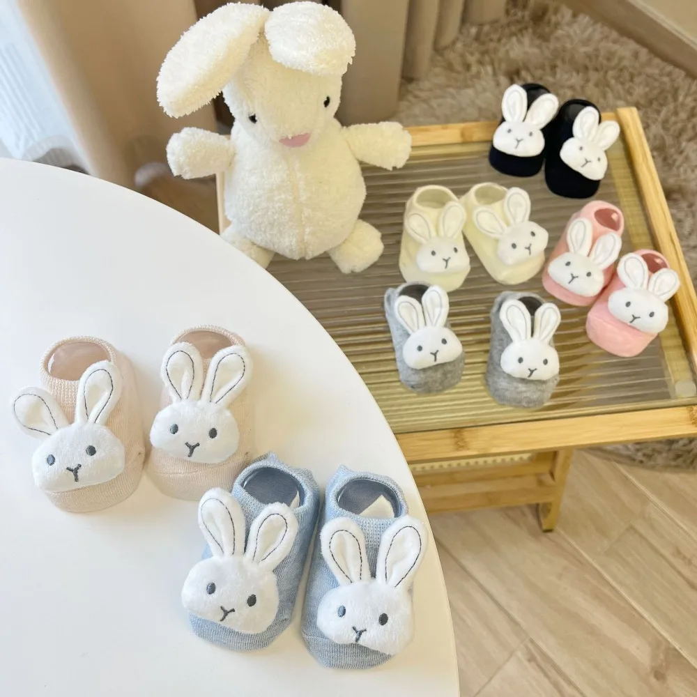 

Soft and Skin Friendly Baby Silicone No-slip Floor Socks Cotton Sweat-absorbing and Breathable Cute Bunny Infant Ankle Socks