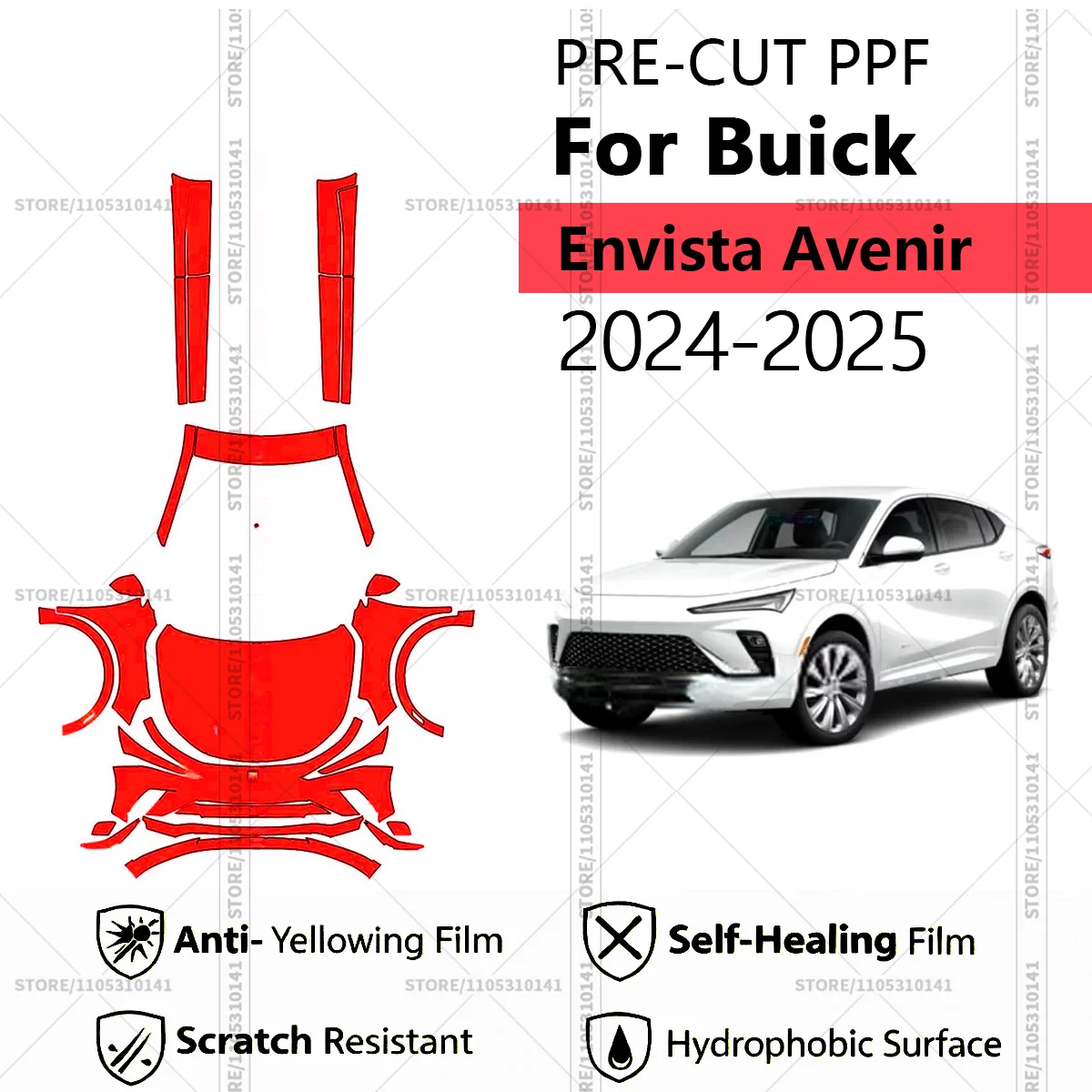 

For Buick Envista Avenir 2024-2025 Pre-Cut Paint Protection Film PPF Transparent Car Film Automotive PPF Front Kit-Rockers