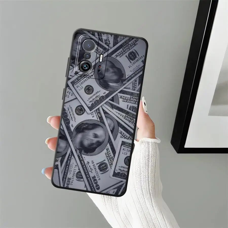 حافظة لهاتف Xiaomi Mi 13 14 15 Pro 10T 11T 12T Pro 11 12 13 Lite 12X غطاء هاتف ناعم أسود أموال الدولار #2