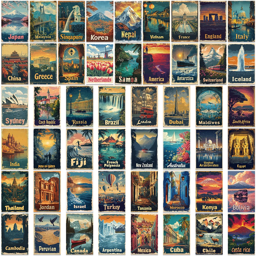 25/50/100pcs Mix Country Famous Travel Landmarks Stickers for Skateboard Diary Guitar Laptop Bike Waterproof Sticker Decals Toy