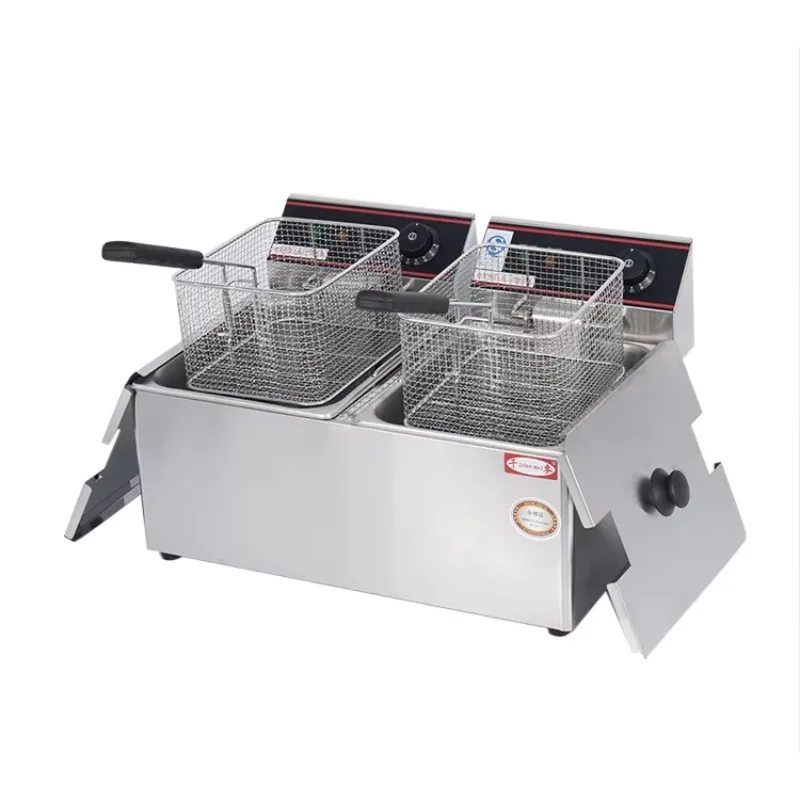 

8L *2 Double Cylinder Double Sieve Stainless Steel Countertop Electric Deep Fryer Kitchen Equipment for Restaurant and Hotels