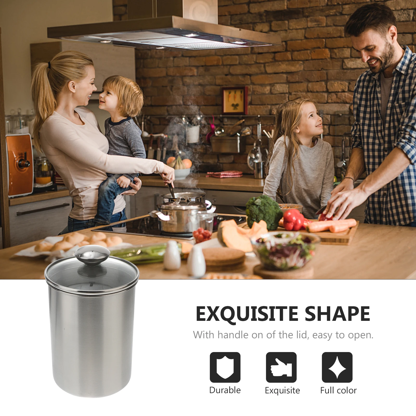 

1750 Ml Food Sealed Cans Airtight Containers Kitchen Canisters Stainless Steel Lid Handle Glass Cover Storage Bottle