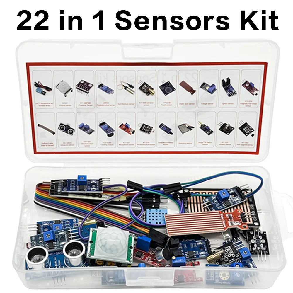 Kit di Apprendimento per Principianti con 22 Sensori per Scheda R3 e Raspberry Pico, Kit Elettronico Fai-da-Te per R3 MEGA2560 con Scatola