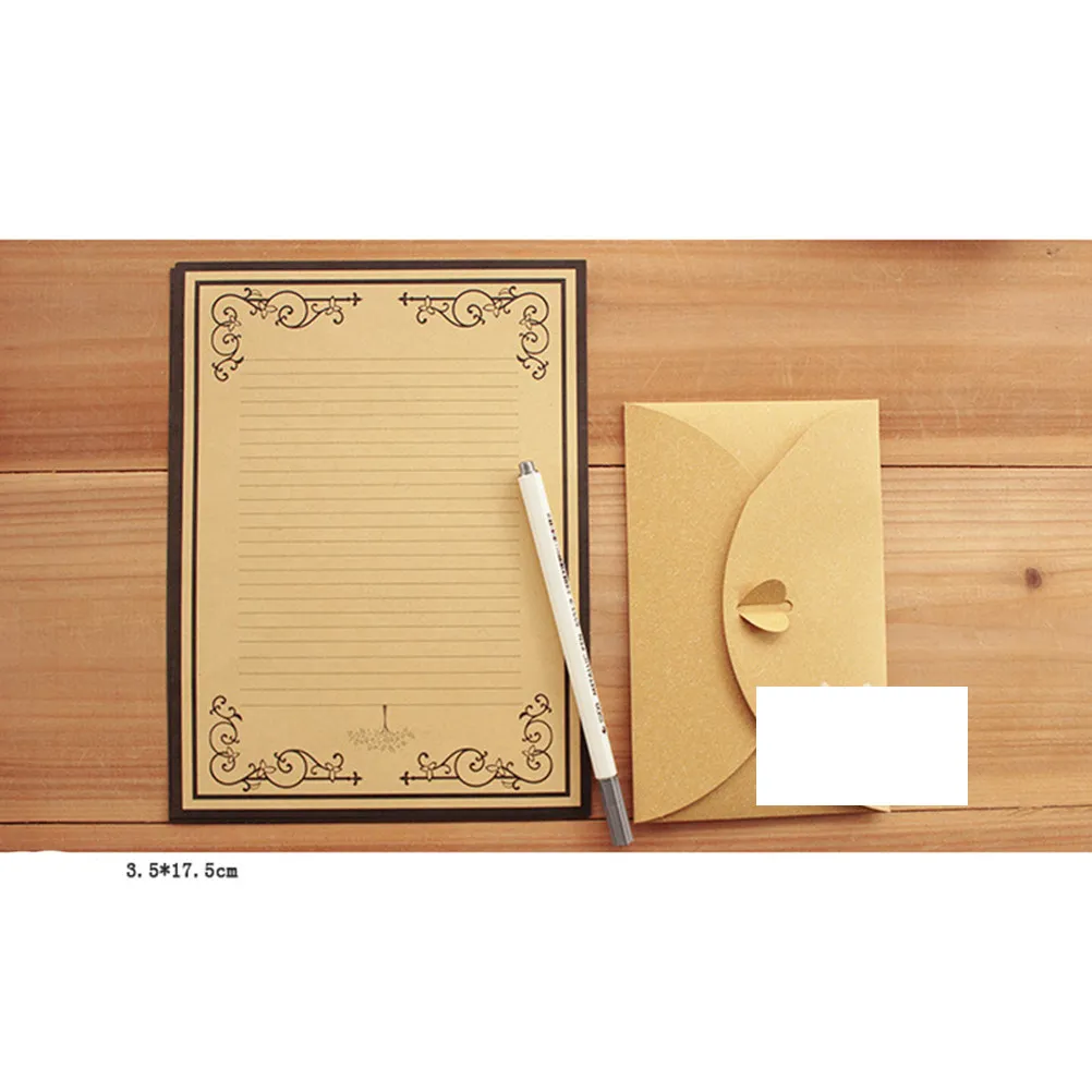 

8Pcs Retro Stationery Paper Set Vintage Letter Writing Sheets Kraft Texture Premium Quality for Notes Journals 2 Pattern Design