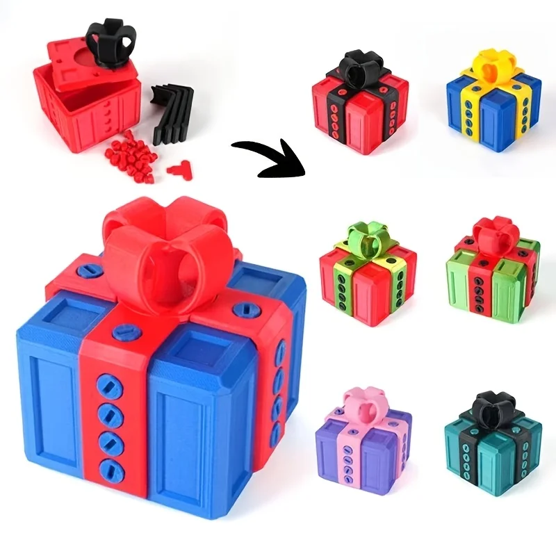 Caja de regalo de broma con tornillos, impreso en 3D, contenedor de monedas de rompecabezas antiestrés muy divertido para fiesta, festival, Navidad