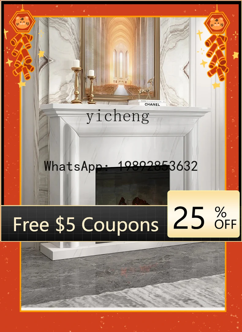 BB light luxury marble white fireplace decorative cabinet modern simple heater simulation electronic fireplace