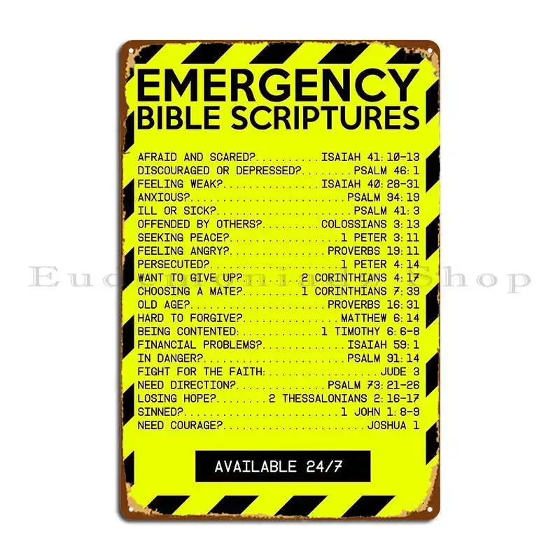 Emergency Bible Scriptures Numbers New And Improved Metal Sign Club Designer Funny Club Bar Cave Tin Sign Poster