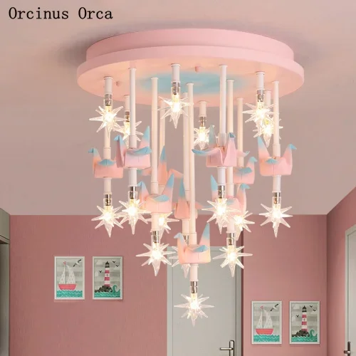 

Cartoon Creative Pony ceiling lamp Boys and Girls Bedroom Children's Room Lighting Colored Chiba Crane Crystal ceiling lamp