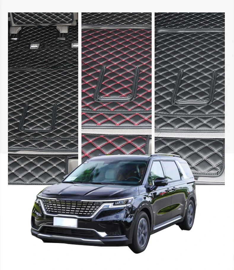 

For Kia Carnival KA4 2020 2021 2022 Car Mats Liner Cargo Carpet Anti-Kick Protector Pad Leather Rear Trunk Mat