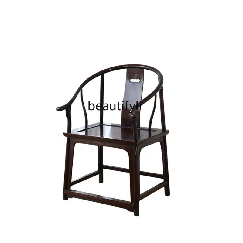 

Ming Rosewood round-Backed Armchair Small Leaf Chinese Style round-Backed Armchair Officer's Cap Solid Wood Tea Chair Mortise