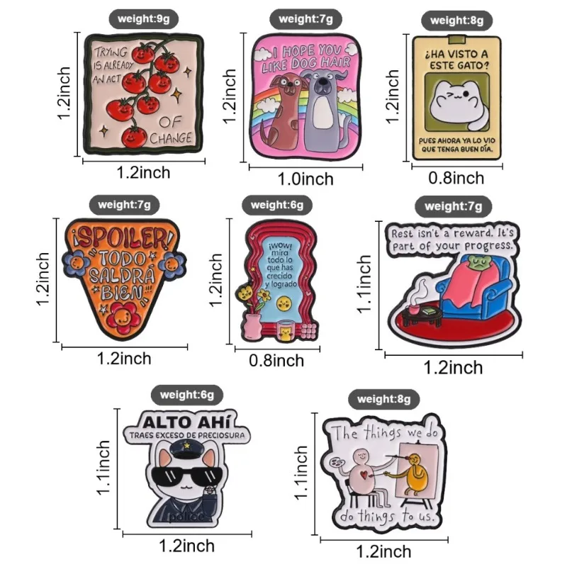 Positive Slogan-Zitate Emaille-Abzeichen Katze Hund Frosch Psychische Gesundheit Cartoon-Pins Niedliche Broschen Anstecknadel-Set Geschenk Schmuck Geschenke – Detail 1