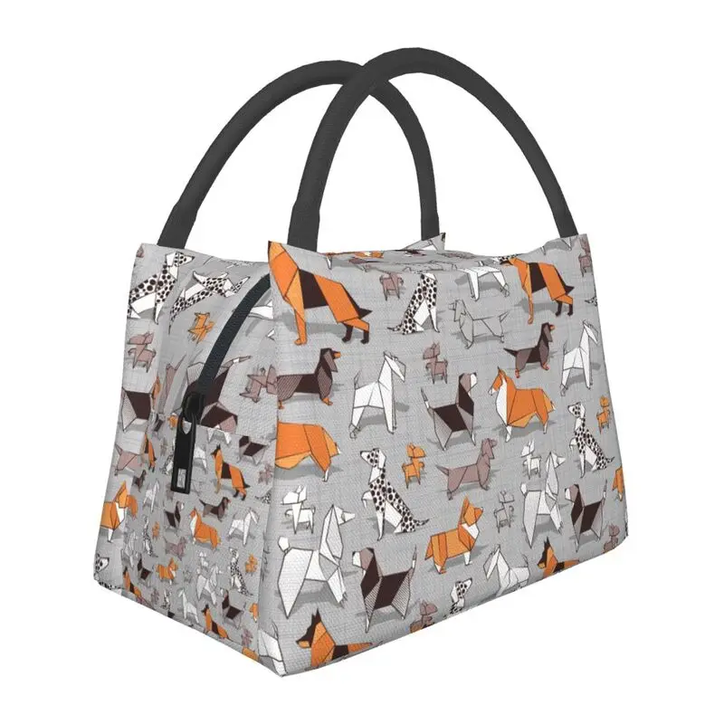Custom Origami Doggie Friends Lunch Bag Men Women Cooler Thermal Insulated Lunch Box for Work Pinic or Travel