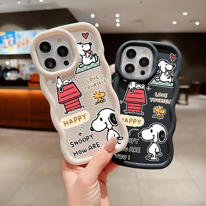 Phone Case for Motorola Moto E14 G32 G22 G14 G84 EDGE 40 NEO 5G Cute Cartoon Snoopy Candy Color Soft Wave Side Luxury Softcase