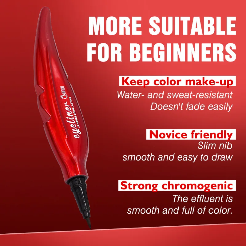 Feather Black Eyeliner Wasserdichter Stempel Weißer Flüssigstift Dauerhafte Schönheit Augen-Make-up für Frauen Weibliche Kosmetik Extrem fein