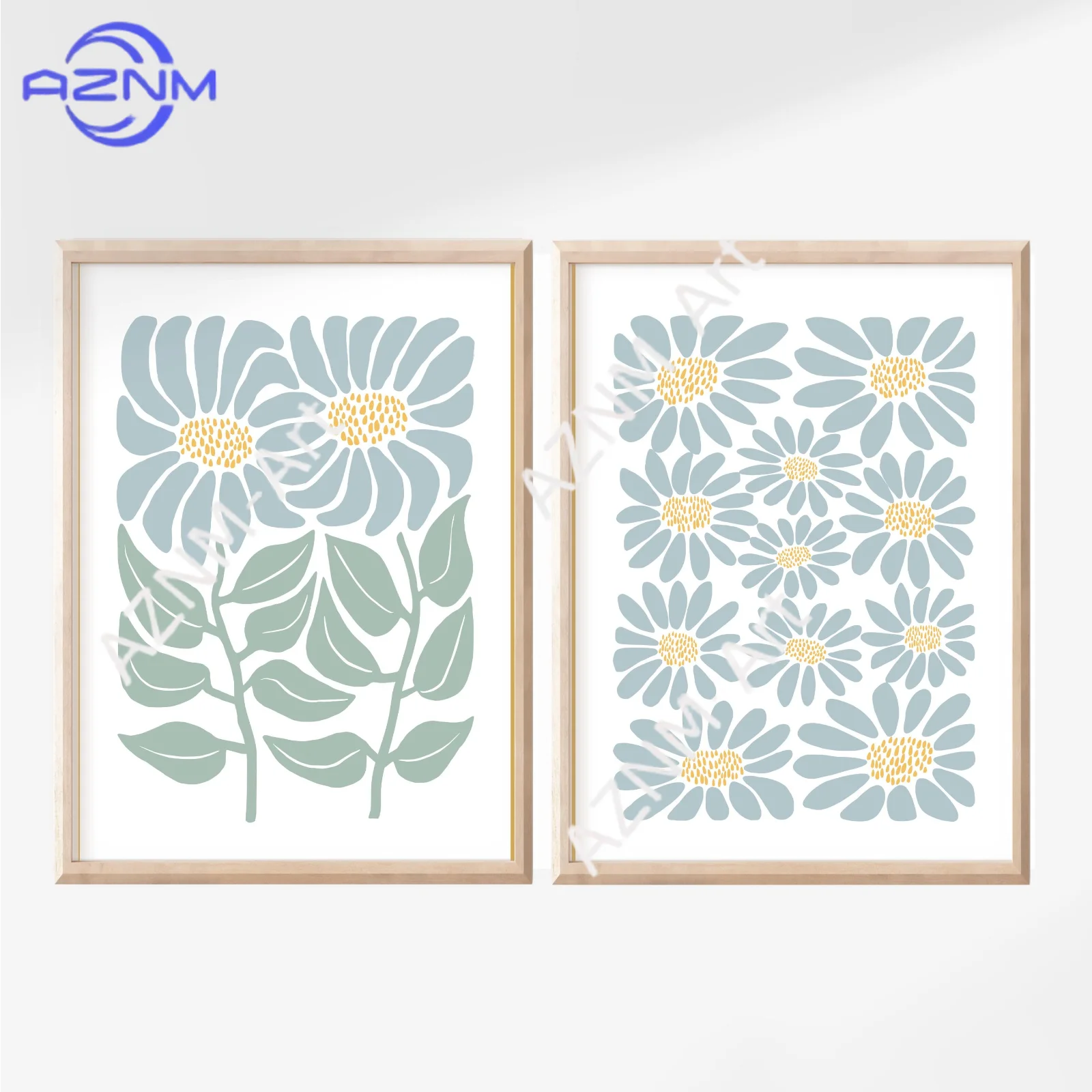 Retro-Sonnenblumen-Kunstdrucke, 2er-Set, gelbe Blumen-Wanddekoration, 1/2 Stück, dekorative Gemälde für Zimmer und Zuhause
