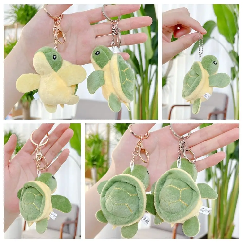 Stuffed Animals PP cotton Turtle Pendant Cartoon Turtle Metal Buckle Turtle Keychains Cute Turtle Keyring Children Gifts