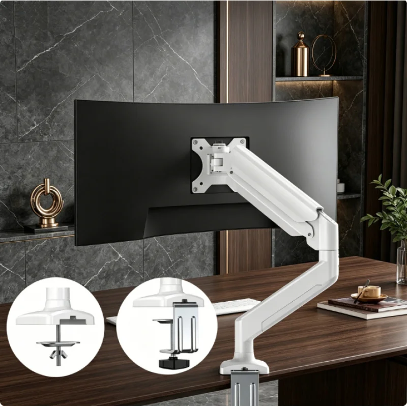 

Регулируемая подставка для монитора 13-32 дюйма, прочная настольная подставка с креплением на C-образную скобу и креплением через отверстие для проводов, для дома и офиса