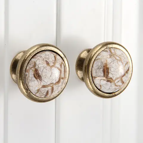 1Pc Antique Bronze Ceramic White Cabinet Handles knobs Zinc Alloy Drawer Wardrobe Pull Door Handle European Furniture Hardware