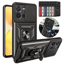 Slide Camera Lens Protect Funda For Vivo Y35 Case For Vivo Y16 Y75 Y15A Y15S 4G Y77 V23 V23E Y76 Y76S 5G Y21 S Y33S Armor Cover