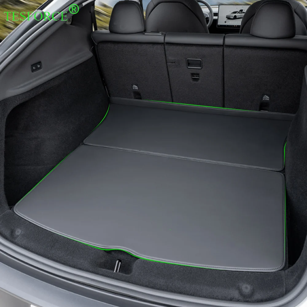 

Для Tesla Model Y Juniper автомобильный кожаный коврик для багажника водонепроницаемый полный охват защита спинки сиденья защитный коврик антигрязный коврик