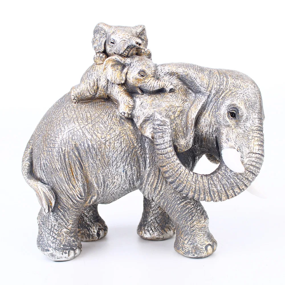 

Southeast Asia Auspicious Elephant Sculpture Lovely Elephant Decoration Resin Crafts Three Elephant Home Decoration Home Gifts