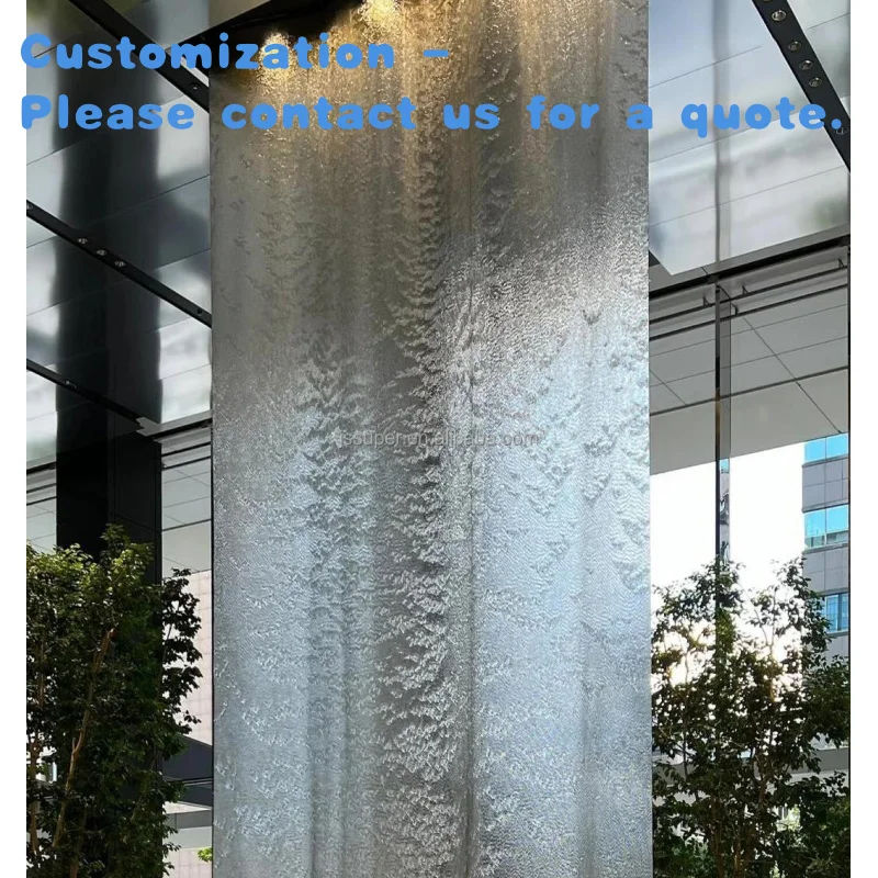 

custom.Modern Customizable Stainless Steel Mesh Screen Silver Curtain Waterfall Screen Glass Wall Indoor Fount