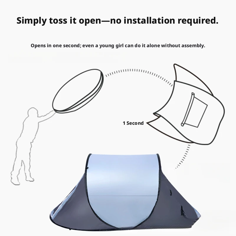 UPF 50+ Automatic Camping Tent Waterproof Sunshade Outdoor Tent UV Protection Windproof Tear-Resistant Family Beach Tent view 3