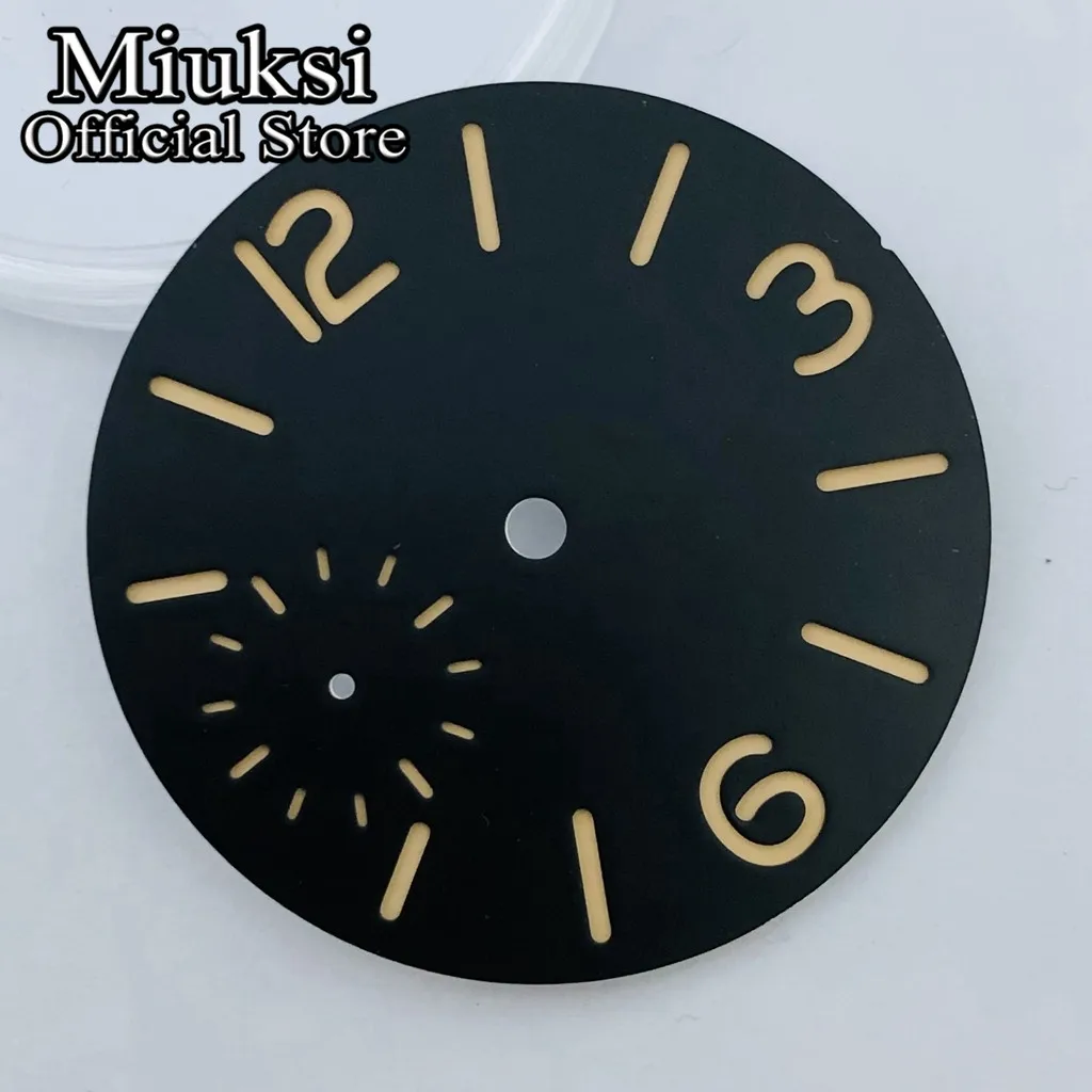 Miuksi 37mm black blue green white watch dial fit ETA 6497 or Seagull ST3600 movement