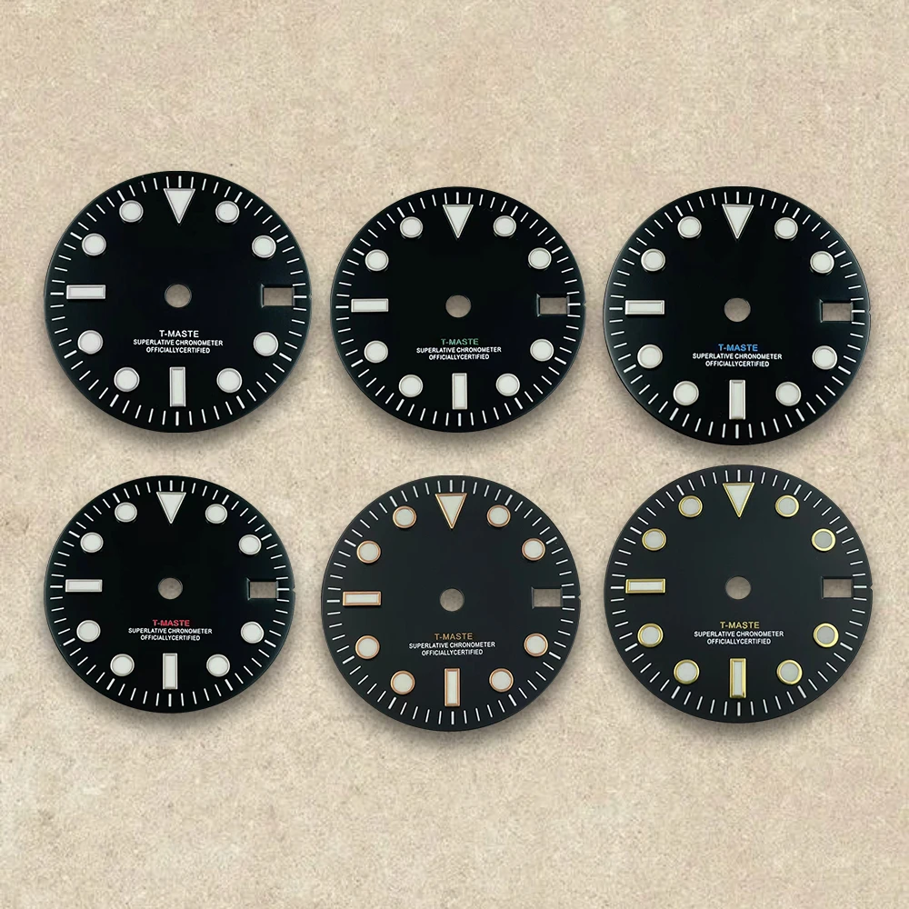 

28.5mm Print S Logo GMT Dial Fit NH34 Japanese Movement Ice Blue Luminous Watch Modification Accessories