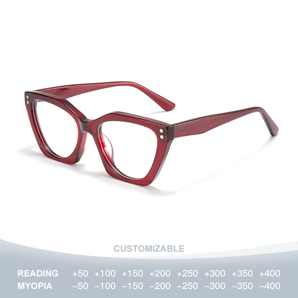 

2025 Cat Eye Prescription Glasses Fashion Anti Blue Light Photochromic Progressive Myopia Optical Eyewear Acetate