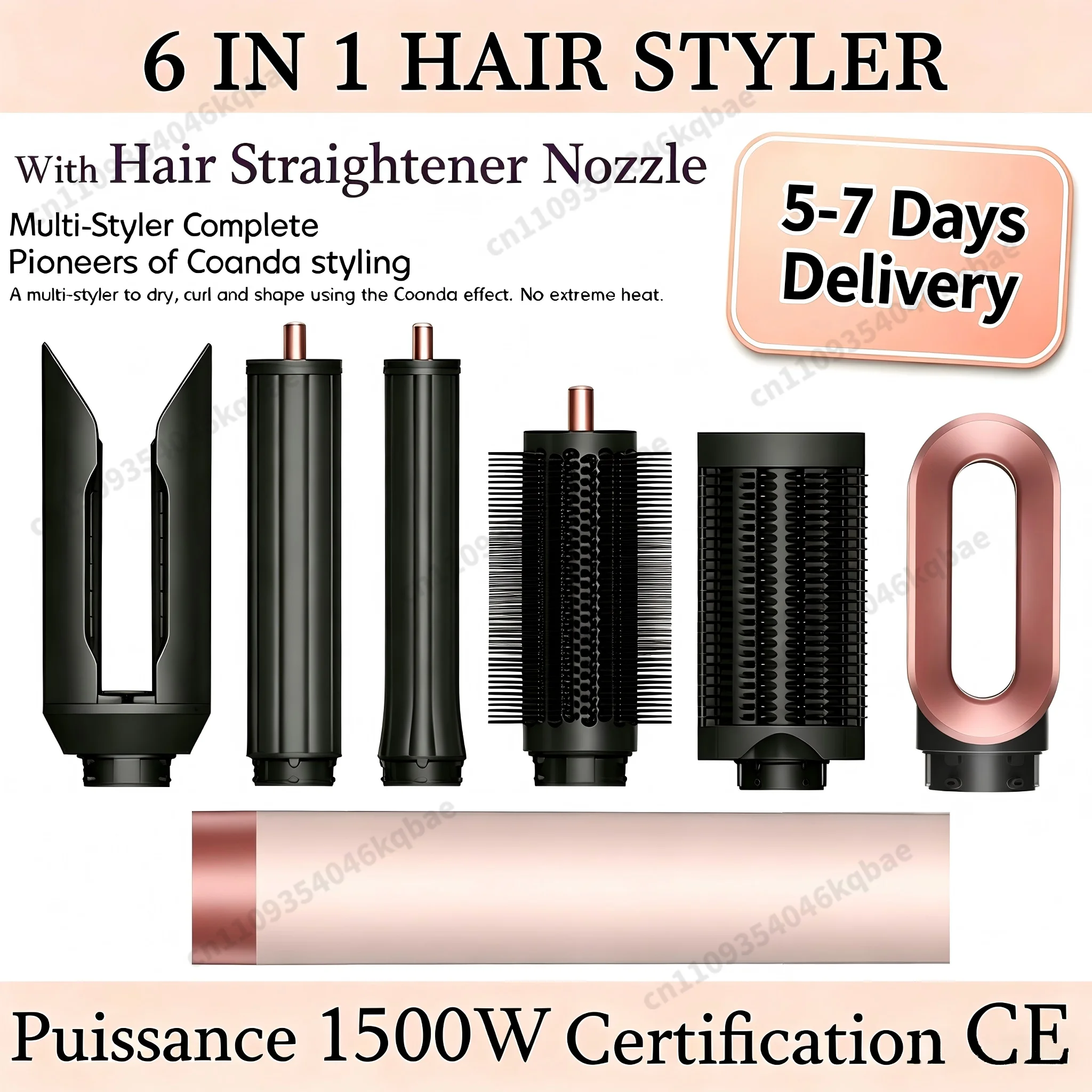 Image of 6-in-1 Multifunktions-Haarstyler & Haartrocknerbürste mit automatischen Lockenwicklern, schnelltrocknend, frizzfrei, Volumen-Haarstyler-Set, Geschenk