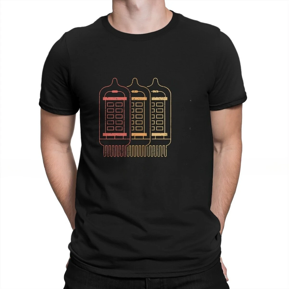 Retro Vacuum Tube Amplifier Graphic Tee Unisex Audiophile Music Lover Casual Streetwear Short Sleeve Tops for Men Women