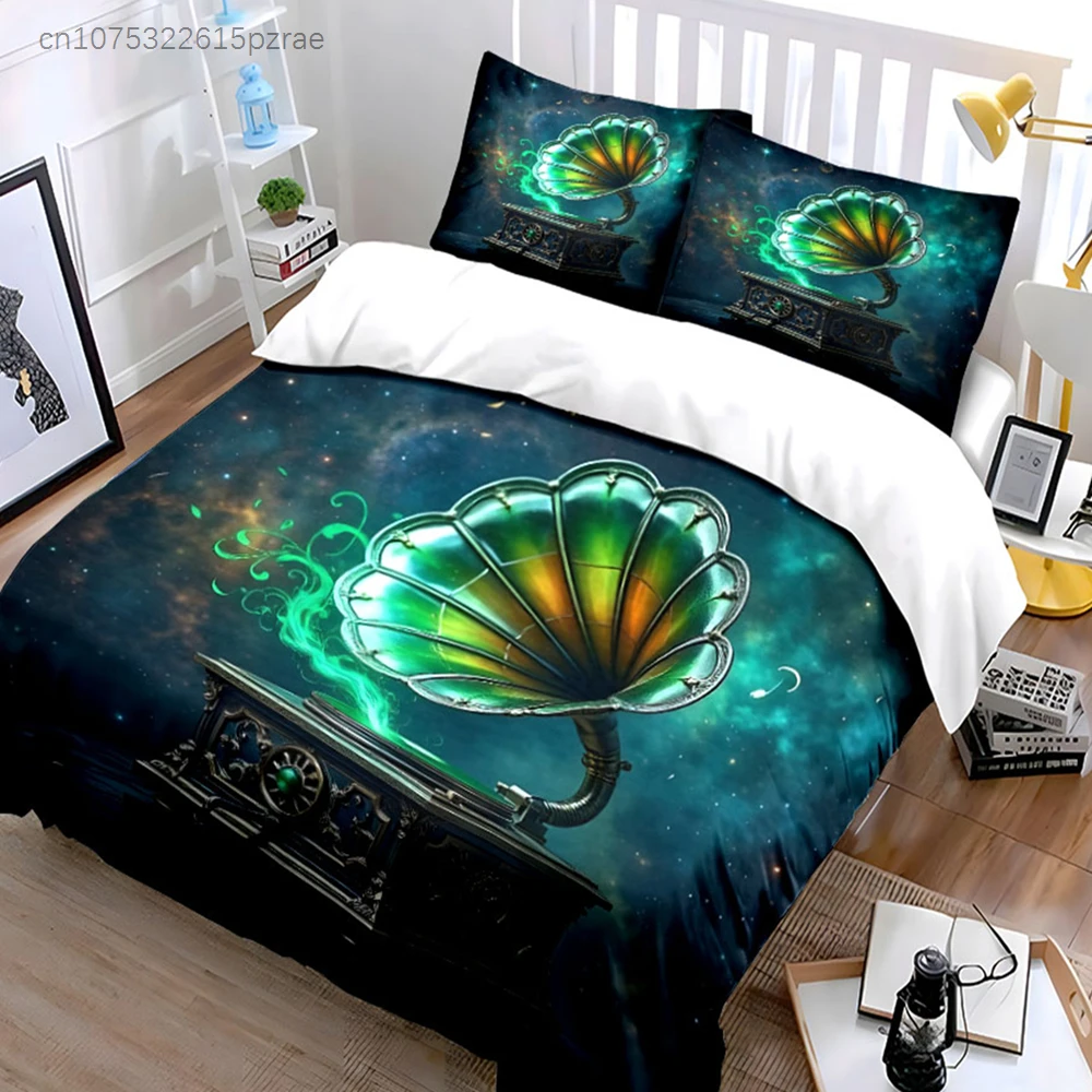 Vintage Decorative Gramophone Set Multiple Sizes kid's And adults' Bedroom Exquisite 3PC Bedding set, Gift