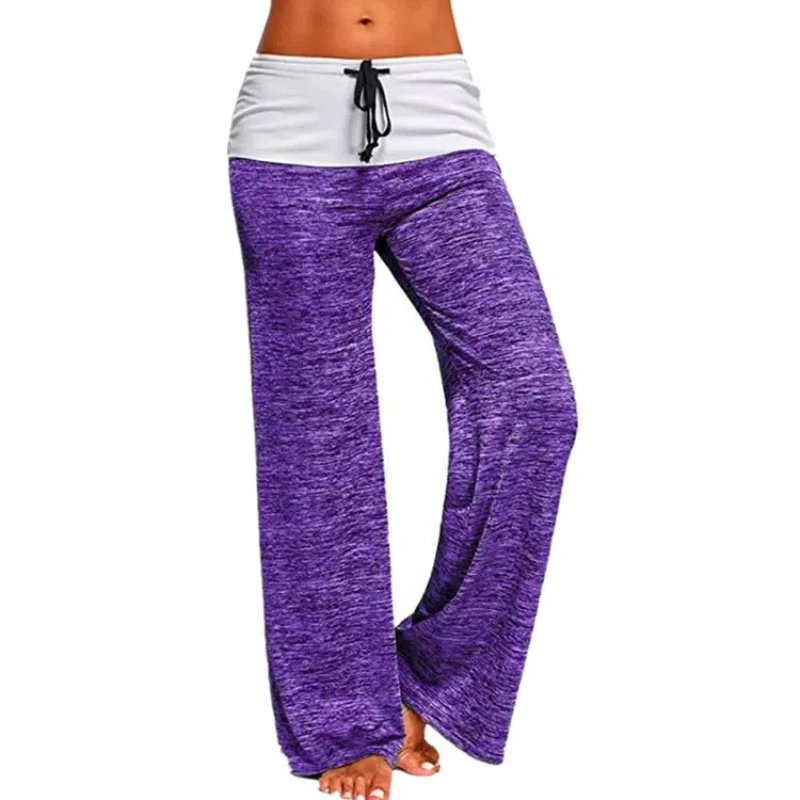 Women's Patchwork Yoga Cross-border Sports Pants Outdoor Casual Wide Leg Pants