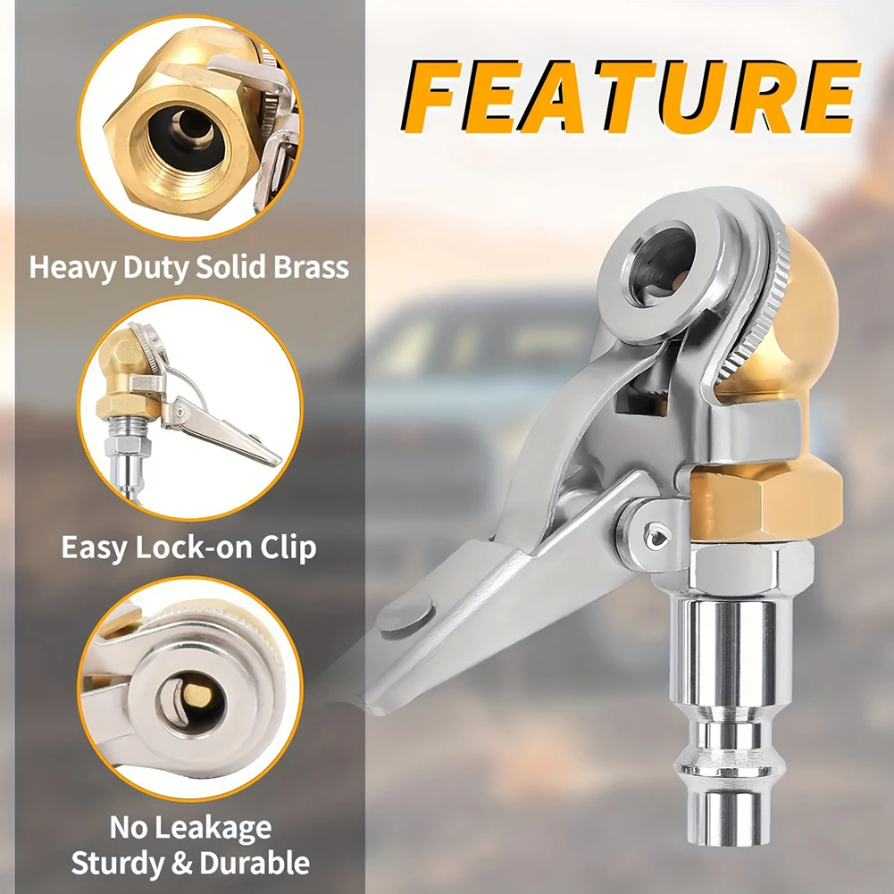 Tire Inflator Airs Chuck Quick Connect Tire Inflator Adapter Closed Flow-Air Chuck Universal Tire Inflation Roadside Repair Kit