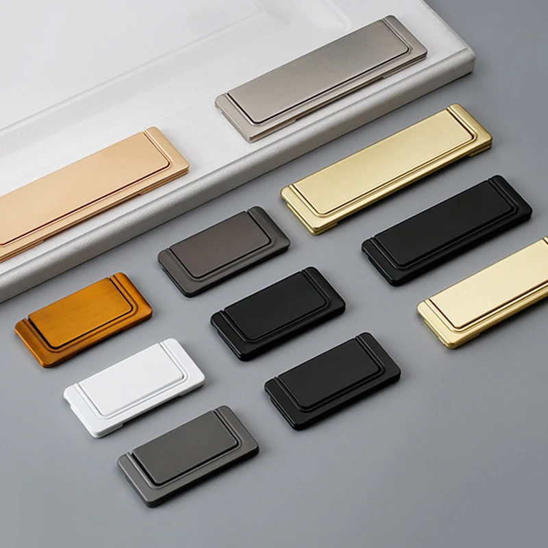 Minimalist Flat Concealed Buckle Drawer Knobs Invisible Cabinet Handles Aluminum Alloy Wardrobe Door Handles Furniture Handles