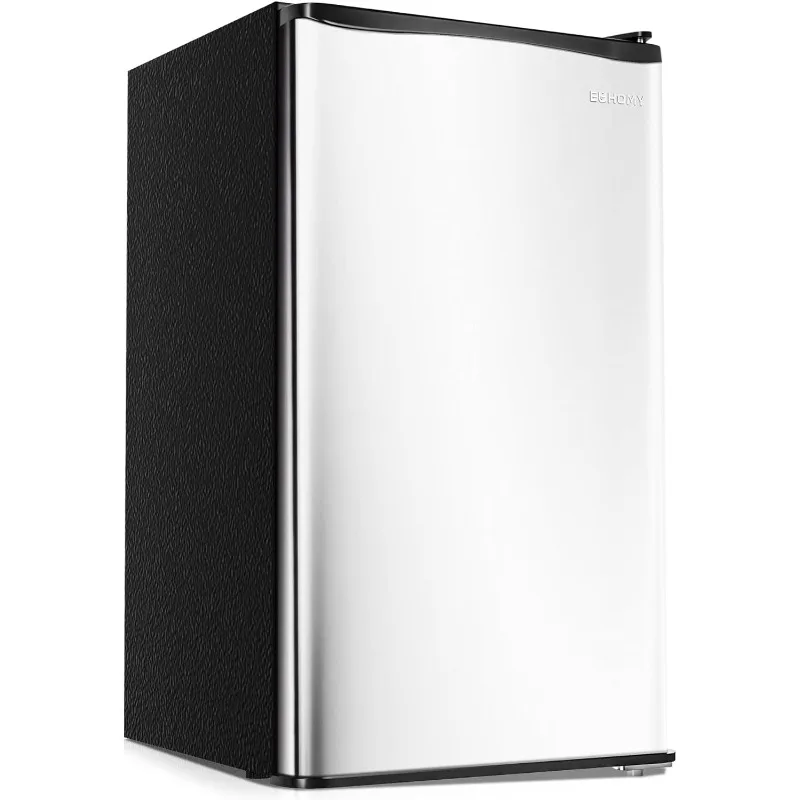 EUHOMY 3.2 Cu.Ft Mini Fridge with Freezer, Single Door Compact Refrigerator, LED light, Energy Saving, Mini Refrigerator