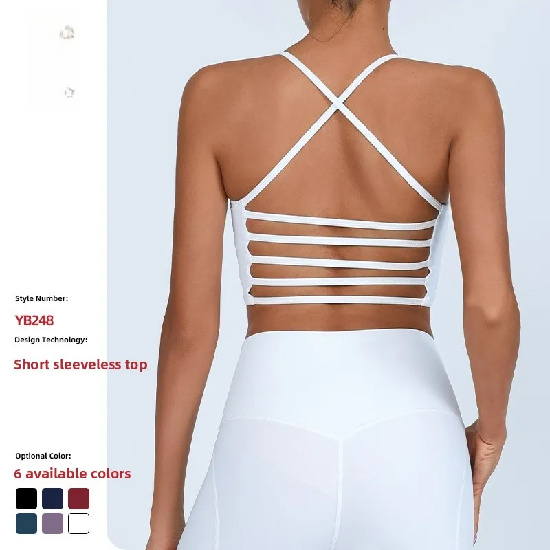 

Women's Yoga Clothes Cross Ba Strapl Sports Bra Removable Pads Breathable Qui Dry Ultra Elastic Nylon Sports Underwear