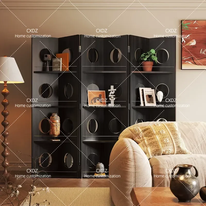 Medieval Style Screen Partition for Living Room Mobile Folding Baffle Light Luxury Home Room Shelter Simple Modern Design