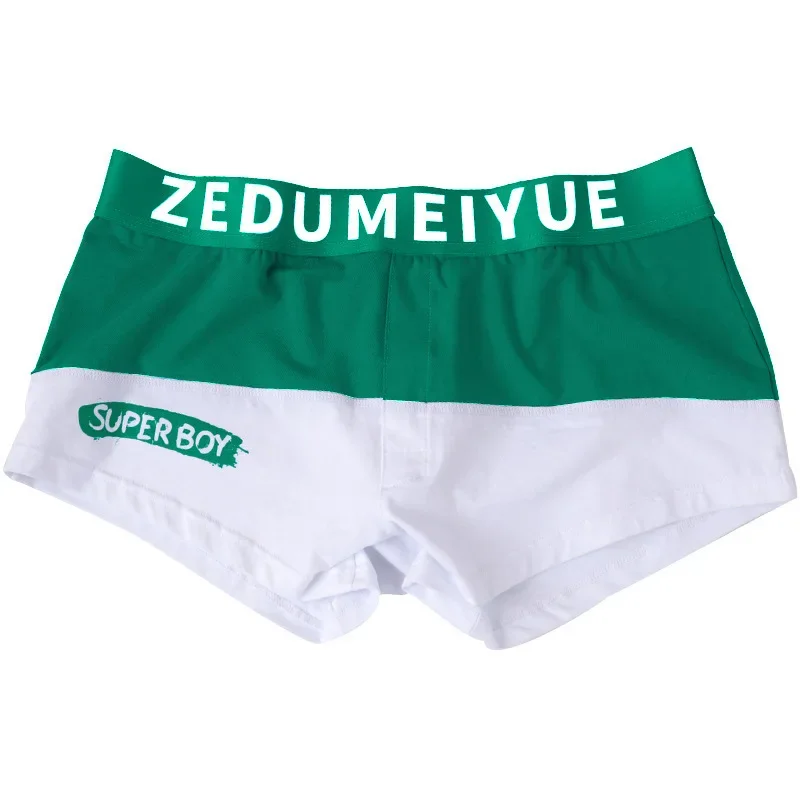 

Men's Low Rise Color Block Cotton Boxer Underwear Stretch U Bulge Pouch Soft Comfort Trendy Daily Briefs For Teen Young Guys