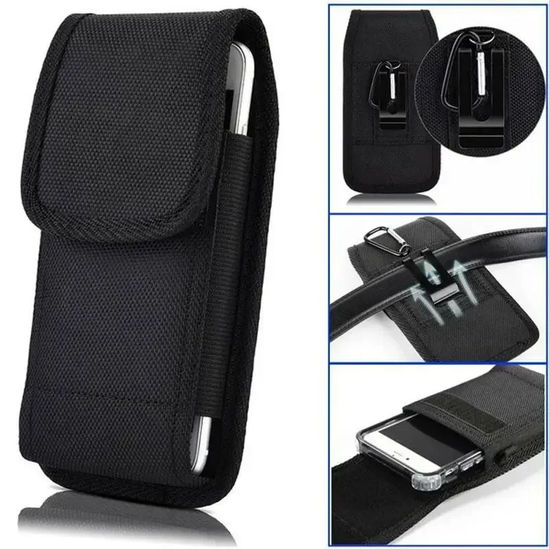 Mobile Phone Nylon Pouch Universal Cell Phone Belt Clip Carrying Holster Case Waist Bag Black Outdoor Sports Climbing Belt Bag