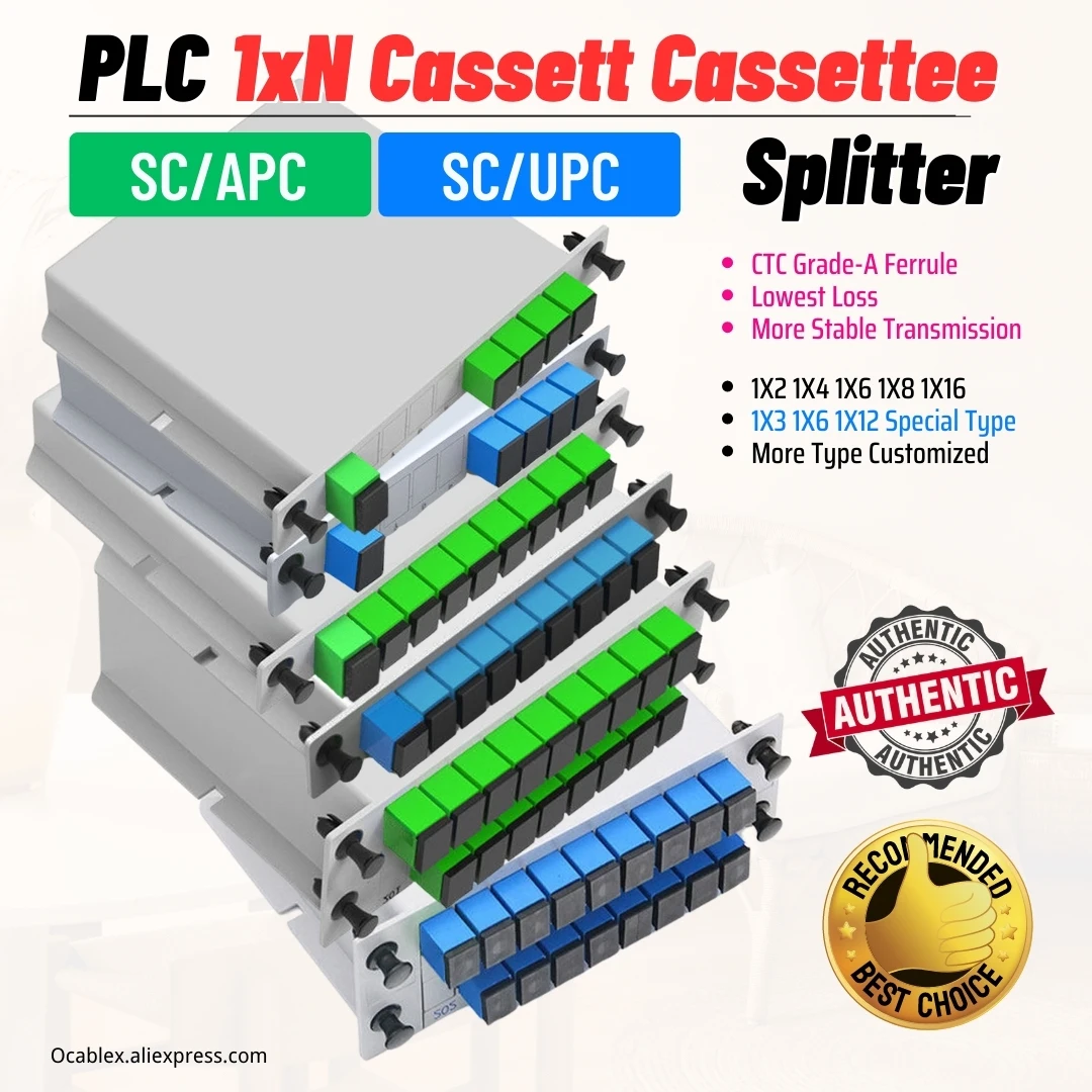 PLC Cassette Insertion Type SC APC 1x2 Fiber Optic Splitter 1x4 1x8 SC UPC Fiber Optical Box FTTH 1x16 PLC Splitter box