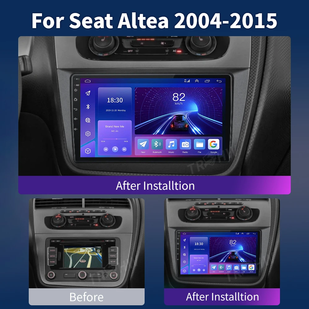 سيارة أندرويد 16 راديو لمقعد ألتيا XL توليدو 2004-2015 السيارات ستيريو مشغل وسائط متعددة لتحديد المواقع والملاحة Carplay QLED شاشة تعمل باللمس #2