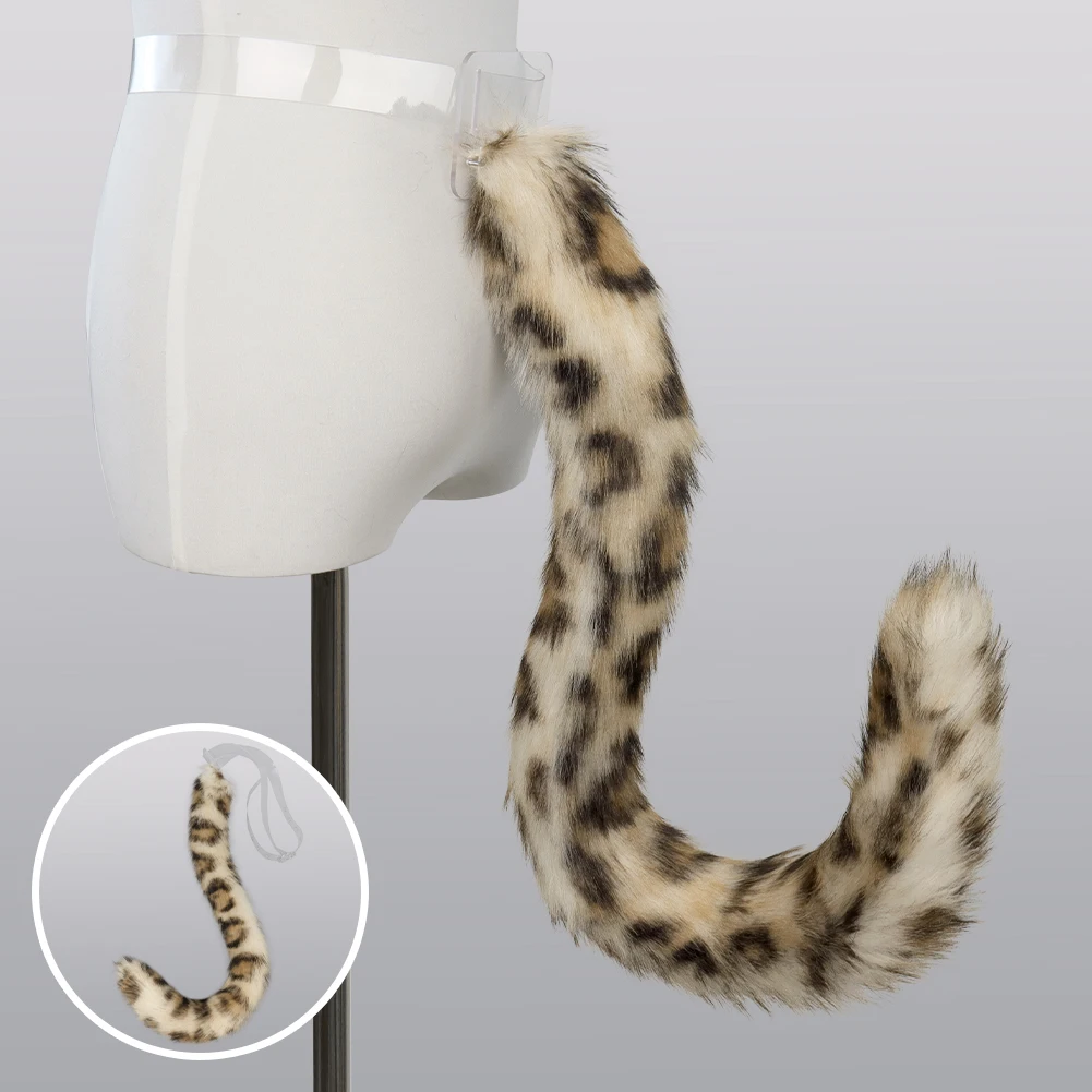 

New handmade simulation snow leopard leopard tail cute plush bobcat tail comic show live play props Lolita accessory