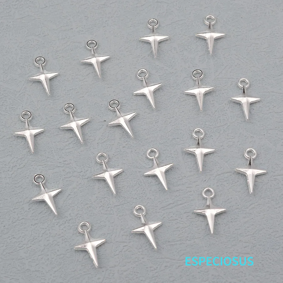 Silver Color Plated Alloy Four Pointed Star Charms Necklace Fittings Metal Pendants For Bracelet Departments Jewelry Accessories