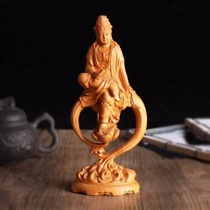 

wood carving guanyin buddha statue Solid wood carving decorative figures Buddha Home, room, office feng shui statue