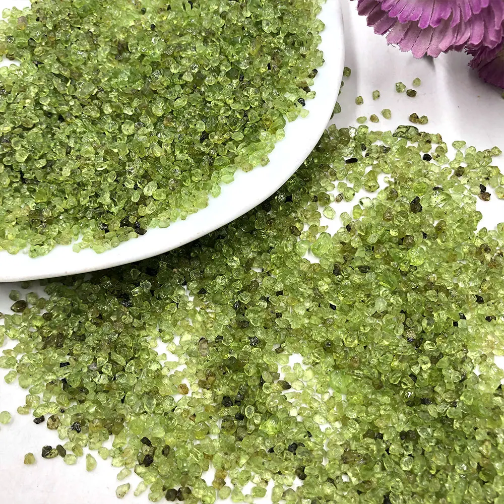 100g/Pack Natural Peridot Olivine Quartz Crystals Stone Chips Gravel Home Room Decoration DIY Aquarium Fengshui Healing Reiki