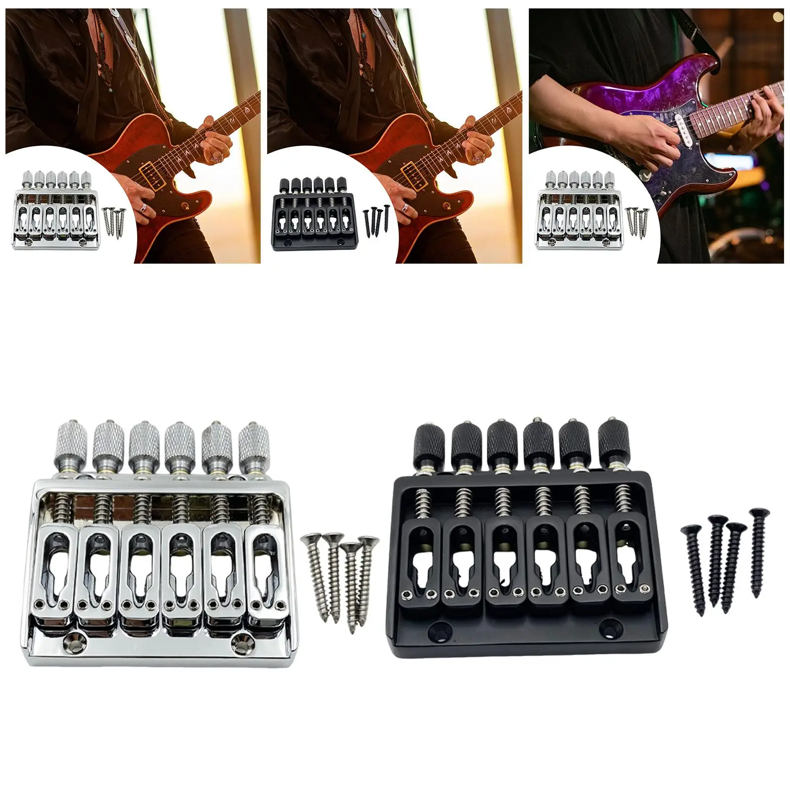 

Headless Guitar Bridge Zinc Alloy Fixed Saddle Replacement Electric Guitar Parts for 6 String Guitars DIY Assembly